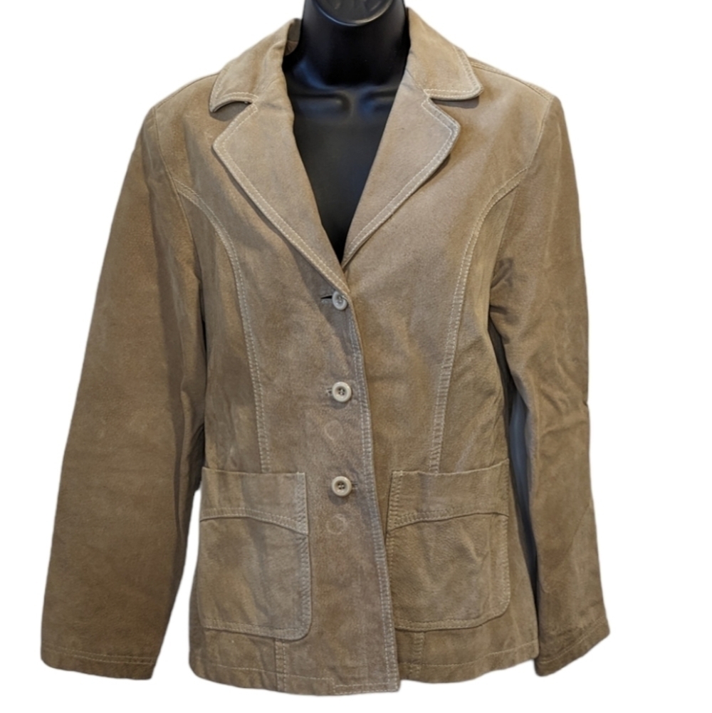 Vintage Sears Tan Suede Fitted Jacket Small 90's Western Boho Minimalist